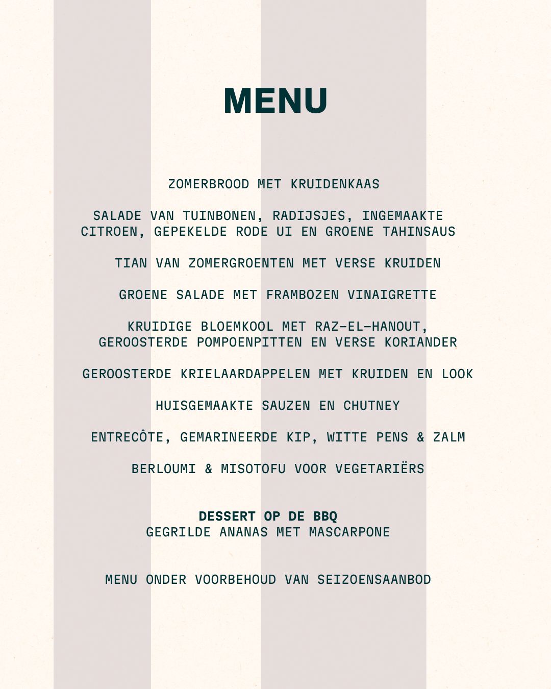 BBQ thursdays menu