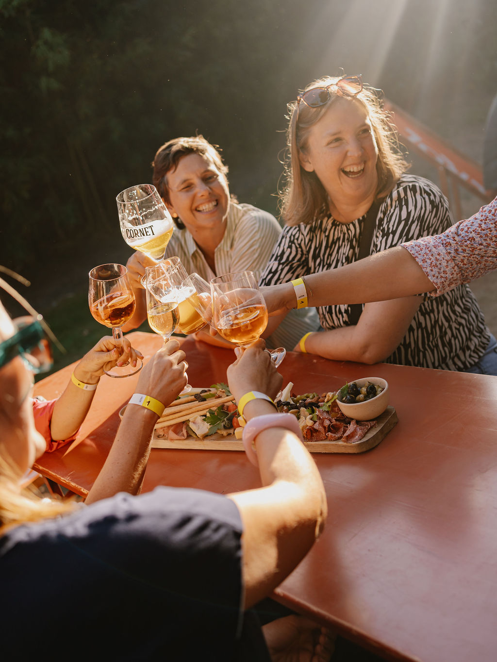 Dames vieren verjaardag in de zon in de tuin van alix in Gent